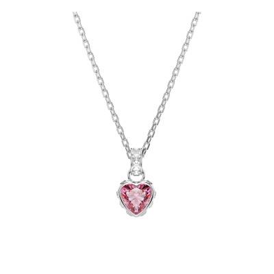 Collier Pendentif Chroma Cristal Cœur Rose en Métal Rhodié & Oxydes de Zirconium, Longueur 38 à 45 cm - 5757789 - Swarovski