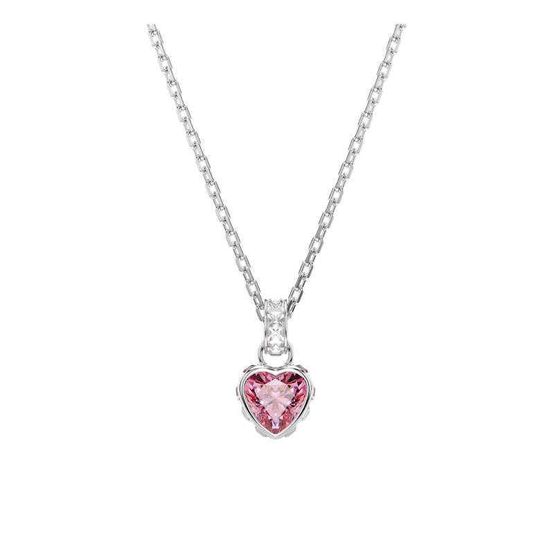 Chroma Rhodium-Plated Metal & Zirconia Heart Crystal Rose Pendant Necklace, Length 38 to 45 cm - 5757789 - Swarovski