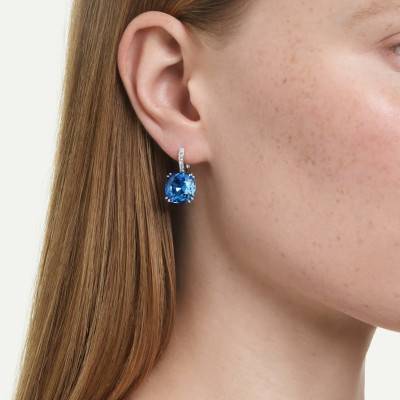 Rhodium-Plated Metal & Blue Crystal Millenia Drop Earrings - 5756150 - Swarovski