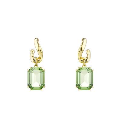 Boucles d'Oreilles Pendantes Millenia Dorées à l'Or Jaune 750 & Cristaux Verts - 5756151 - Swarovski