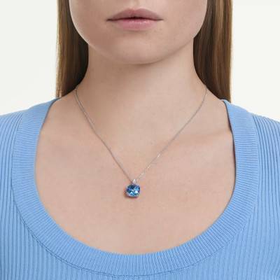 Collier Millenia en Métal Rhodié & Cristal Bleu, Longueur 38 cm Ajustable - 5760057 - Swarovski