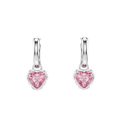 Boucles d'Oreilles Pendantes Chroma Cristal Cœur Rose en Métal Rhodié & Oxydes de Zirconium - 5757814 - Swarovski