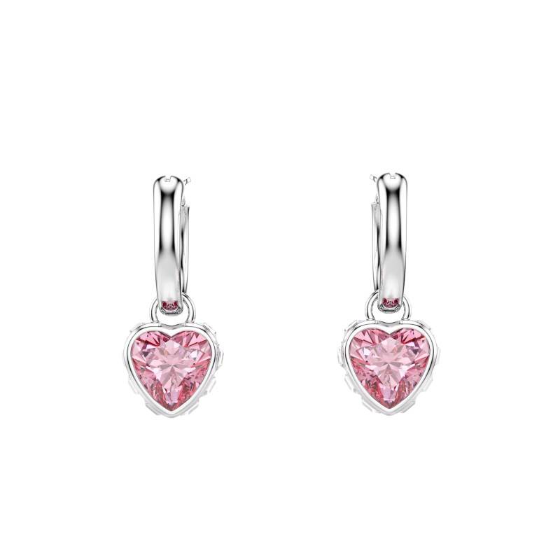 Boucles d'Oreilles Pendantes Chroma Cristal Cœur Rose en Métal Rhodié & Oxydes de Zirconium - 5757814 - Swarovski