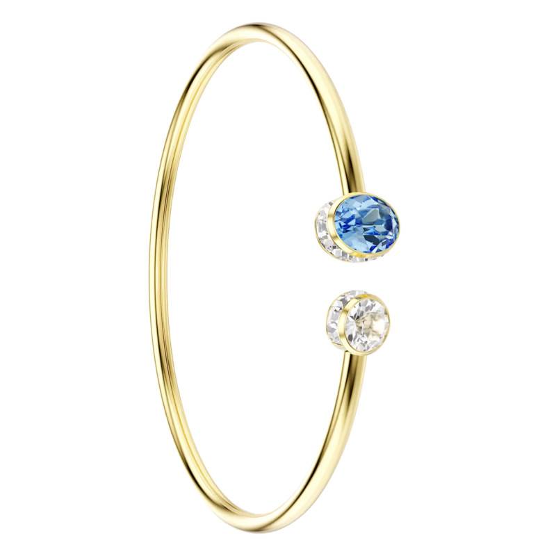 Gold-Plated Metal & Bicolor Crystals Chroma Blue Bangle Bracelet, Length 16,7 cm - 5757998 - Swarovski