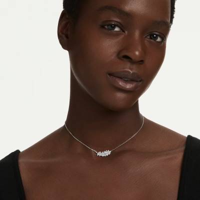 Collier Vienna Plume en Métal Rhodié & Oxydes de Zirconium, Longueur de 38 cm à 45 cm - 5756111 - Swarovski