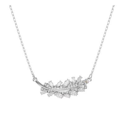 Collier Vienna Plume en Métal Rhodié & Oxydes de Zirconium, Longueur de 38 cm à 45 cm - 5756111 - Swarovski