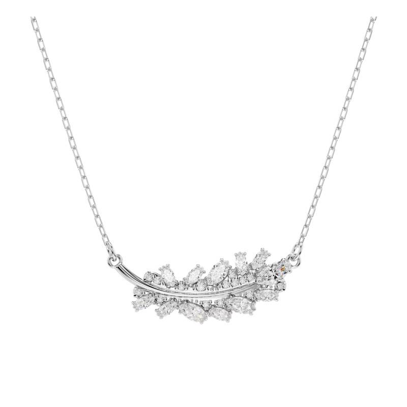 Collier Vienna Plume en Métal Rhodié & Oxydes de Zirconium, Longueur de 38 cm à 45 cm - 5756111 - Swarovski