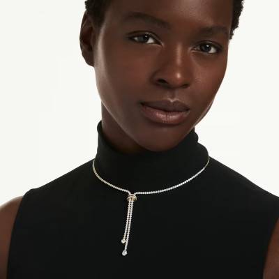 Collier en Y Hyperbola Spin Bicolore en Métal & Cristaux Blancs, Longueur 30 à 44 cm - 5752854 - Swarovski