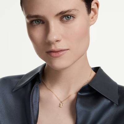 Collier Swan Pave Cygne Métal Doré à l'Or Jaune 750 & Oxydes de Zirconium, Longueur 38 cm Ajustable - 5754626 - Swarovski