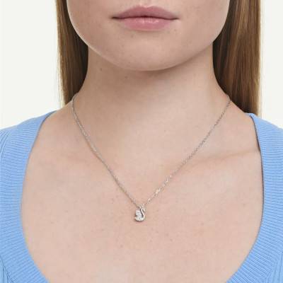 Collier Swan Pave Cygne en Métal Rhodié & Oxydes de Zirconium, Longueur 38 cm Ajustable - 5754347 - Swarovski