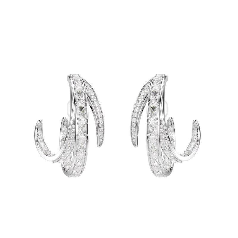 Rhodium-Plated Metal & Zirconia Vienna Clip Hoop Earrings - 5756046 - Swarovski