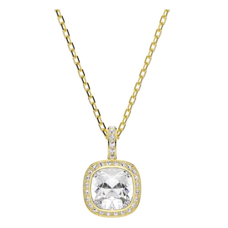 750 Yellow Gold-Plated Metal & White Crystals Una Angelic Cushion Necklace 38 cm Adjustable - 5764761 - Swarovski