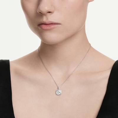 Collier Una Angelic Cushion Coussin en Métal Rhodié & Cristaux Blancs, Longueur 38 cm Ajustable - 5754340 - Swarovski