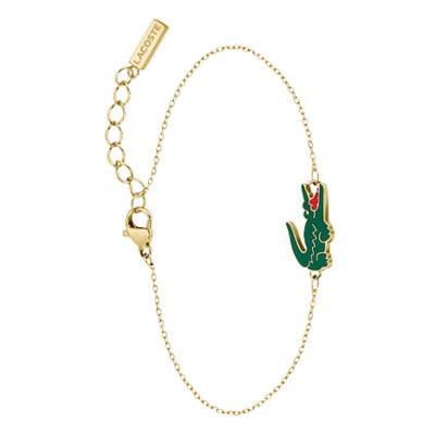Gold Steel Crocodile Bracelet, Adjustable Length 16.5 cm - 2040624 - Lacoste