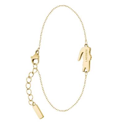 Gold Steel Crocodile Bracelet, Adjustable Length 16.5 cm - 2040624 - Lacoste