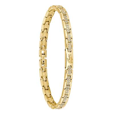 Gold Steel Metropole Bracelet with Crystals, Adjustable Length 16.5 cm - 2040671 - Lacoste