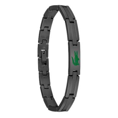 Bracelet Stencil en Acier Noir, Longueur 19 cm Ajustable - 2040627 - Lacoste
