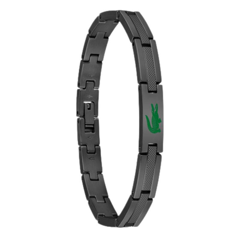 Black Steel Stencil Bracelet, Adjustable Length 19 cm - 2040627 - Lacoste