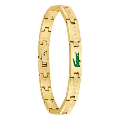 Gold-Tone Steel Stencil Bracelet, 19 cm Adjustable Length - 2040626 - Lacoste
