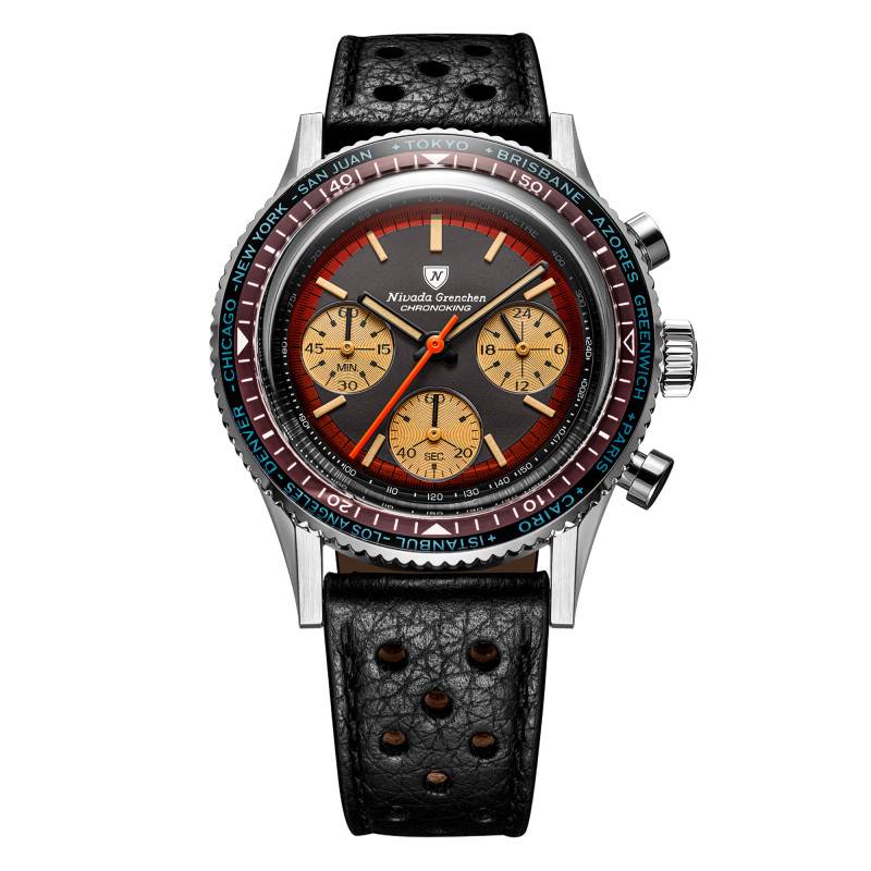 Chronoking Racing Black Amber Men's Watch 87055Q - Interchangeable Bezels - Nivada Grenchen