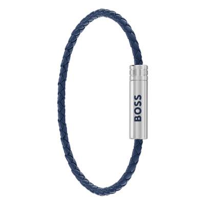 Bracelet Ares Air en Acier & Cuir Bleu, Longueur 18 cm Ajustable - 1580874 - Boss