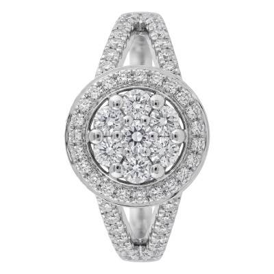 Bague de Fiançailles Halo Floral en Or Blanc 375 & Diamants de Synthèse 0,40 ct - Amore