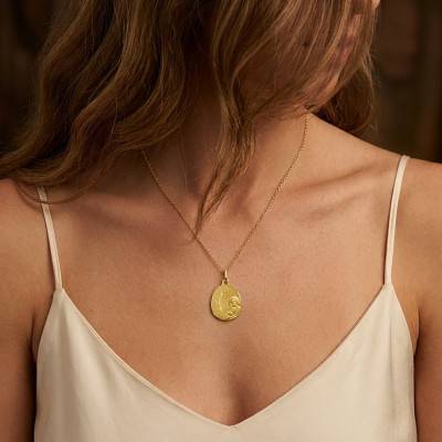 Médaille Vierge à l'Enfant Épi de Blé Facettée en Or Jaune 750 - Augis