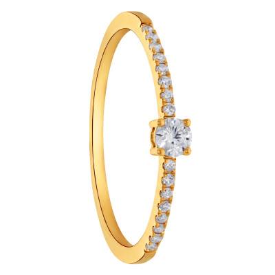 Bague Solitaire Accompagné Diamants 0,25 ct en Or Jaune 375 - Amore