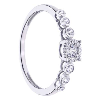 750/1000 White Gold Closed Shoulder Solitaire Ring with Lab-Grown Diamonds 0.25 ct - Amore