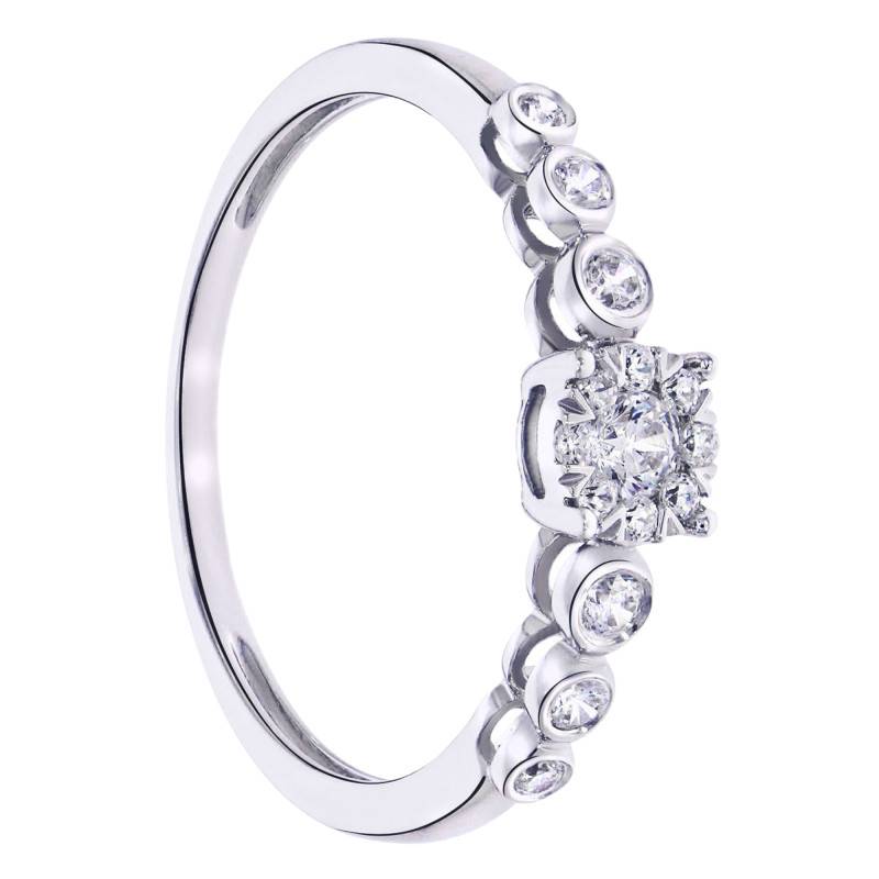 750/1000 White Gold Closed Shoulder Solitaire Ring with Lab-Grown Diamonds 0.25 ct - Amore