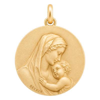 Yellow Gold 750/1000 Round Virgin Maternity Medal, Diameter 15 mm to 25 mm - Becker