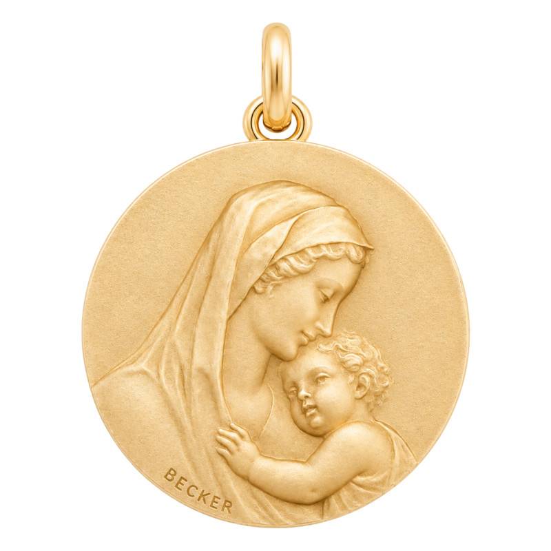 Médaille Ronde Vierge Maternité Or Jaune 750, Diamètre 15 mm à 25 mm - Becker