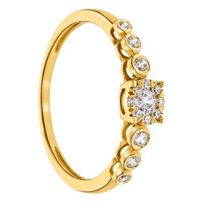 750/1000 Yellow Gold Lab-Grown Diamond Closed Shoulder Solitaire Ring 0.25 ct - Amore