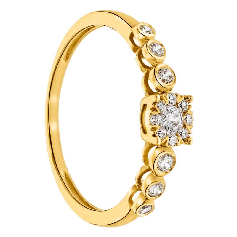 Bague Solitaire Épaulé Clos en Or Jaune 750 et Diamants de Synthèse 0,25 ct - Amore