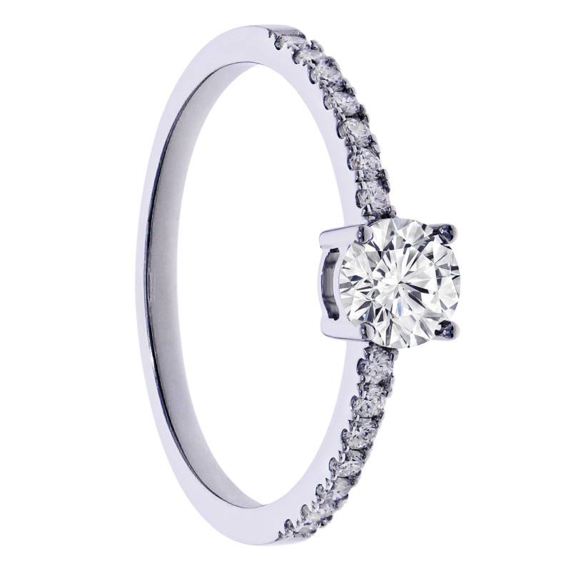 Bague Solitaire Accompagné en Or Blanc 375 & Diamants 0,47 ct - Amore