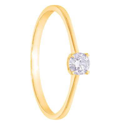 Bague Solitaire Diamant HSI 0,25 ct en Or Jaune 375 - Amore