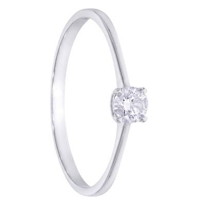 White 375/1000 Gold HSI 0,20 ct Diamond Solitaire Ring - Amore