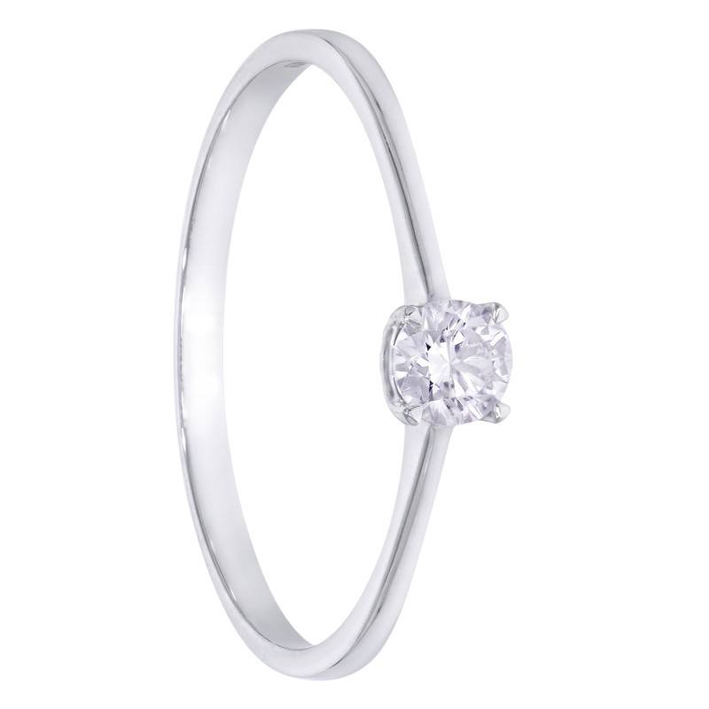 White 375/1000 Gold HSI 0,20 ct Diamond Solitaire Ring - Amore