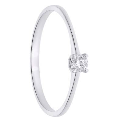 White 375/1000 Gold HSI 0,15 ct Diamond Solitaire Ring - Amore