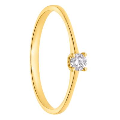 Bague Solitaire Diamant HSI 0,15 ct en Or Jaune 375 - Amore