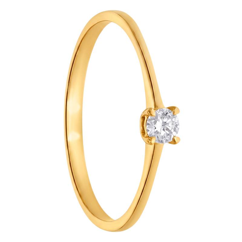 Bague Solitaire Diamant HSI 0,10 ct en Or Jaune 375 - Amore