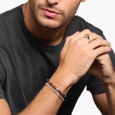925 Silver Flat Curb Chain Bracelet, Length 16 cm Adjustable - LBA0105-001-12 - Thomas Sabo