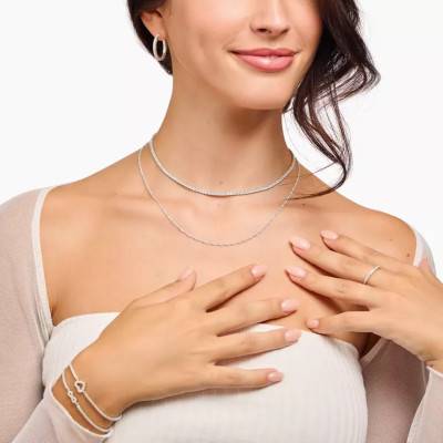 Collier Chaîne Tennis Classique en Argent 925 & Oxydes de Zirconium, Longueur 34 cm Ajustable - KE2303-051-14 - Thomas Sabo