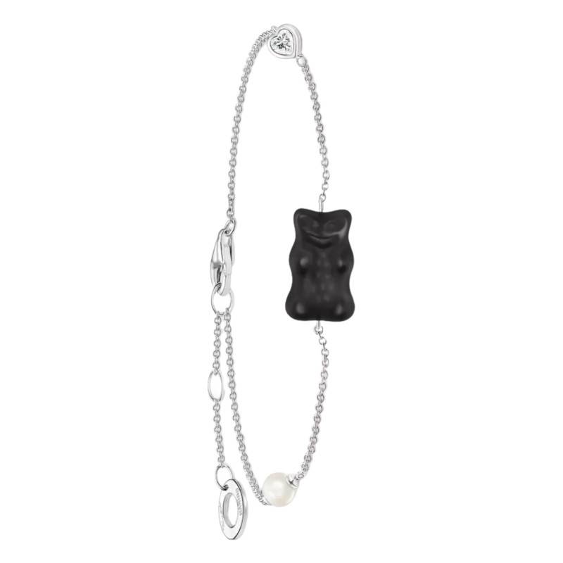 Black Crystal 925 Silver & Freshwater Pearl Haribo Bracelet, Length 16 to 19 cm - A2151-052-11 - Thomas Sabo