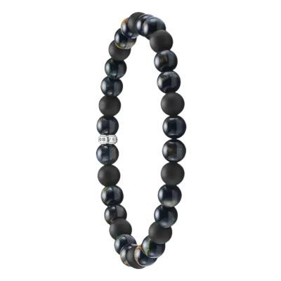 Bracelet Talisman en Argent 925 & Perles en Oeil de Tigre et Obsidienne, Longueurs de 17 cm à 21 cm - A2182-806-7 - Thomas Sabo