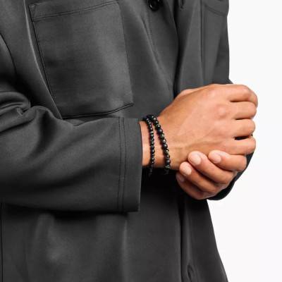 925 Silver & Tiger's Eye and Obsidian Talisman Bracelet, 17 cm to 21 cm - A2182-806-7 - Thomas Sabo
