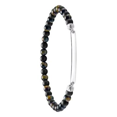 Bracelet Barette en Argent 925 & Perles Oeil de Tigre et Obsidienne, Longueurs de 17 cm à 21 cm - A2178-372-7 - Thomas Sabo