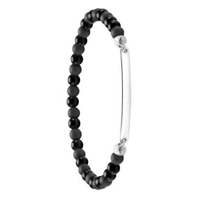 925 Silver & Obsidian Barrette Bracelet, 17 cm to 21 cm - A2179-023-11 - Thomas Sabo