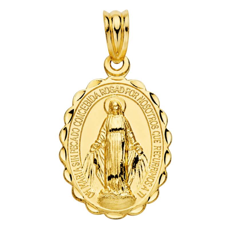 Médaille Ovale Vierge Miraculeuse en Or Jaune 375, 23 x 14 mm - Lumiosa
