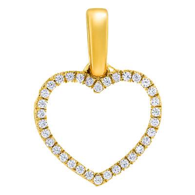 Pendentif Coeur en Or Jaune 375 & Serti Diamants 0,12 ct HSI - Emanessence
